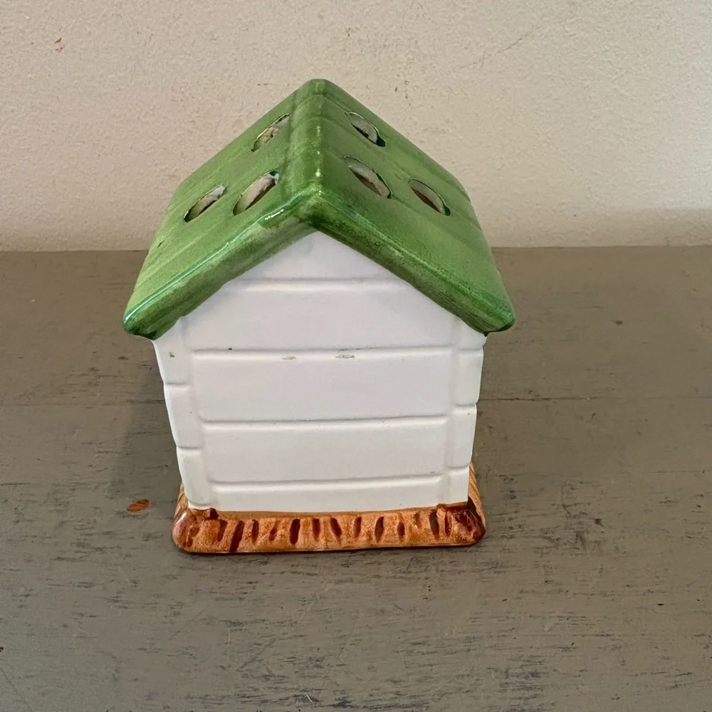 VTG Japan Dog House Shaped Ceramic Pencil Holder